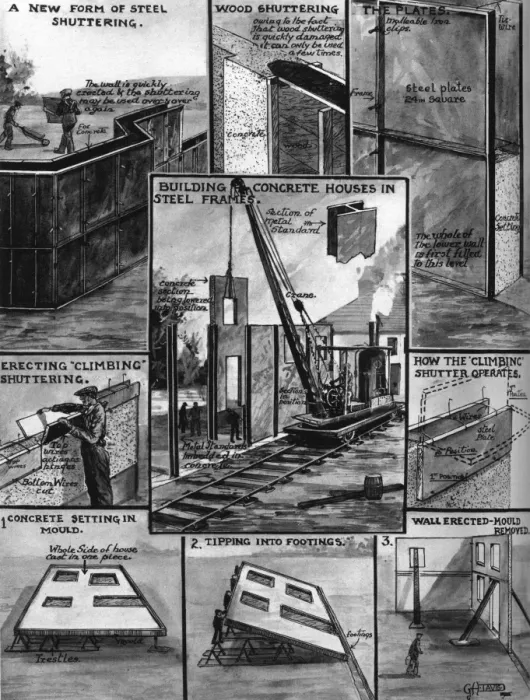 Framed Print : New House-building Techniques by G H Davis Framed Print : New House-building Techniques by G H Davis