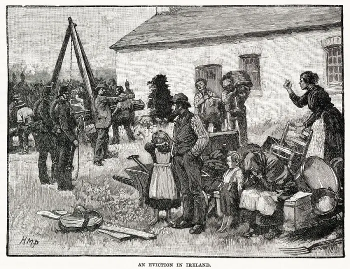 Framed Print : A new law gave the tenant a right to a third of his freehold, seven years rent; twenty-one years rent being the average value of a freehold in Ireland. Seeing an escape from this claim in the clause which barred the right in the case of non-payment Framed Print : A new law gave the tenant a right to a third of his freehold, seven years rent; twenty-one years rent being the average value of a freehold in Ireland. Seeing an escape from this claim in the clause which barred the right in the case of non-payment