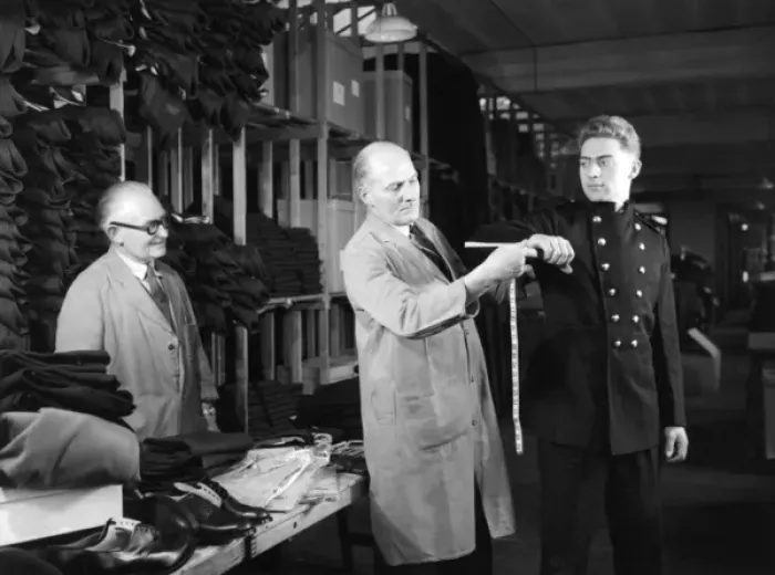 Framed Print : New LFB recruit being measured for uniform Framed Print : New LFB recruit being measured for uniform