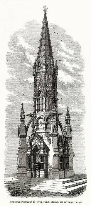 Framed Print : New marble gothic style drinking fountain in Hyde Park, London opened by Duke of Cambridge. Erected at the expense of the Maharajah of Vizianagaram, a member of the Legislative Council of India Framed Print : New marble gothic style drinking fountain in Hyde Park, London opened by Duke of Cambridge. Erected at the expense of the Maharajah of Vizianagaram, a member of the Legislative Council of India