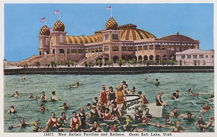 Framed Print : New Pavilion Saltair and bathers, Salt Lake City, USA Framed Print : New Pavilion Saltair and bathers, Salt Lake City, USA