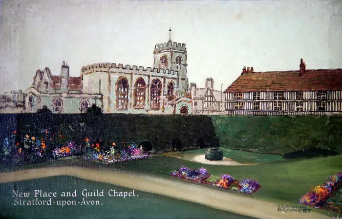 Framed Print : New Place garden and the Guild Chapel, Stratford Framed Print : New Place garden and the Guild Chapel, Stratford