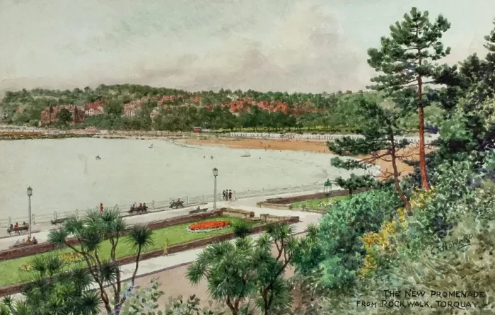 Framed Print : New Promenade from Rock Walk, Torquay, Devon Framed Print : New Promenade from Rock Walk, Torquay, Devon