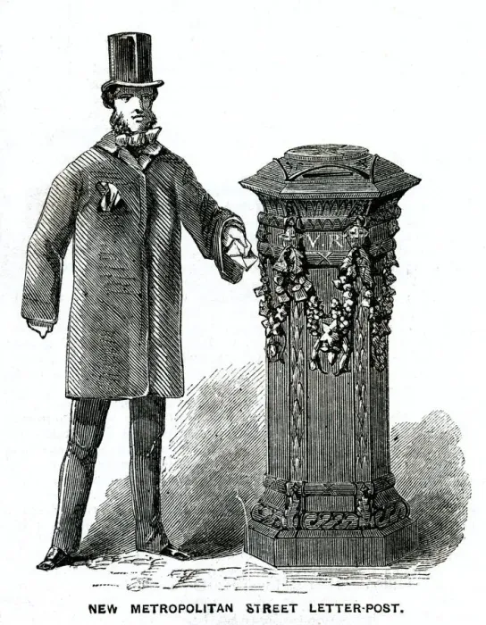 Framed Print : New public pillar post box 1857 Framed Print : New public pillar post box 1857