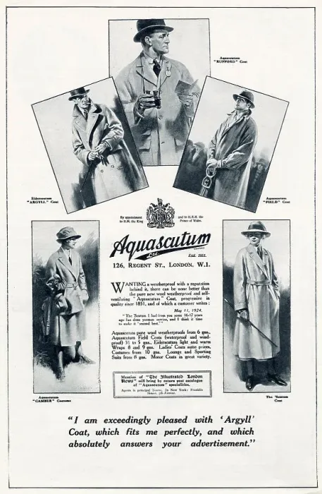 Framed Print : New pure wool waterproof overcoats for men and women. Date: 1924 Framed Print : New pure wool waterproof overcoats for men and women. Date: 1924