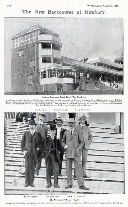 Framed Print : The New Racecourse at Newbury, the Grand Stand and course Directoe, including John Porter. Date: 1905 Framed Print : The New Racecourse at Newbury, the Grand Stand and course Directoe, including John Porter. Date: 1905