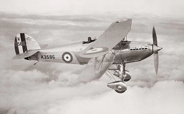 New RAF Hawker Fury aircraft in flight, 1933