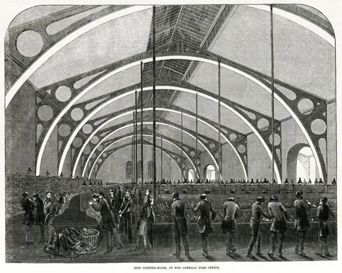 Framed Print : New sorting-room at General Post Office 1846 Framed Print : New sorting-room at General Post Office 1846