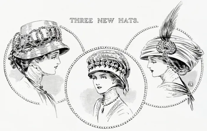 Framed Print : Three new toque hats 1909 Framed Print : Three new toque hats 1909