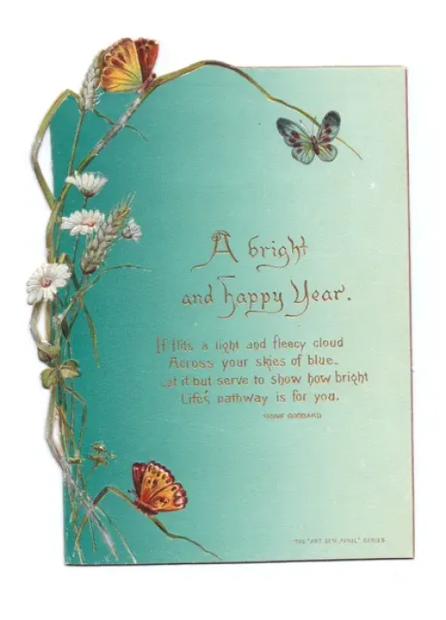 Framed Print : New Year card with butterflies and flowers Framed Print : New Year card with butterflies and flowers