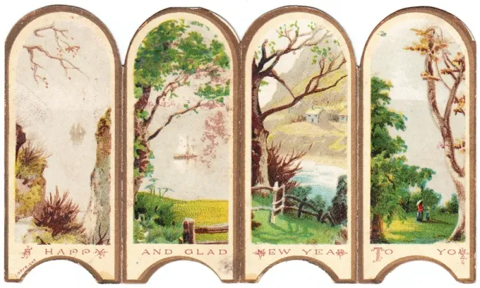 Framed Print : New Year card in the form of a folding screen Framed Print : New Year card in the form of a folding screen