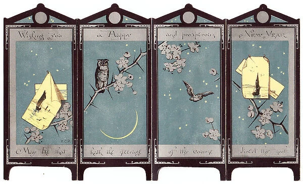 New Year card in the form of a folding screen