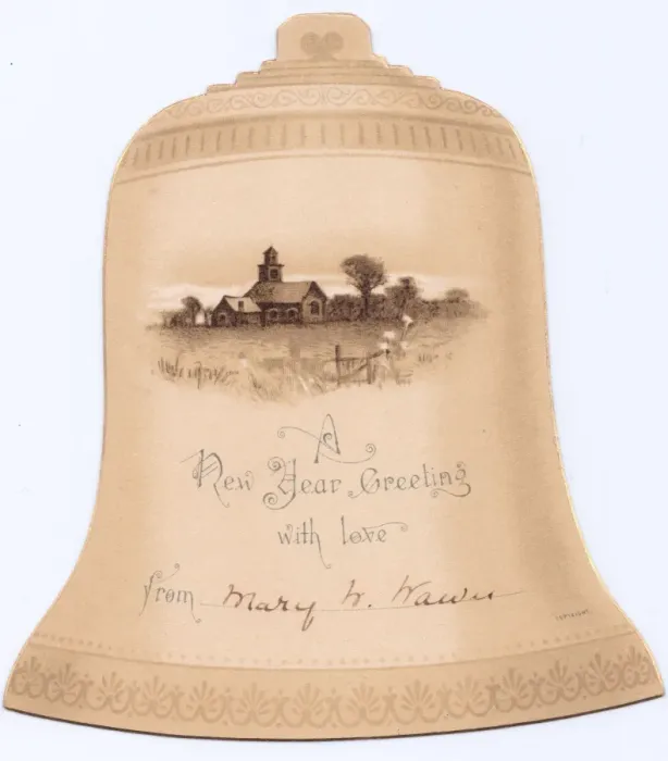 Framed Print : New Year card in the shape of a bell Framed Print : New Year card in the shape of a bell