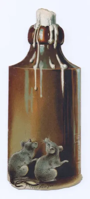 Framed Print : New Year card in the shape of a candle in a bottle Framed Print : New Year card in the shape of a candle in a bottle