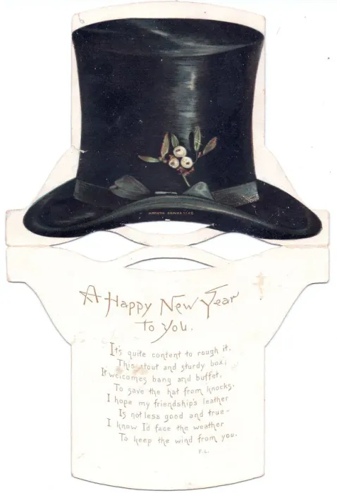 Framed Print : New Year card in the shape of a top hat Framed Print : New Year card in the shape of a top hat