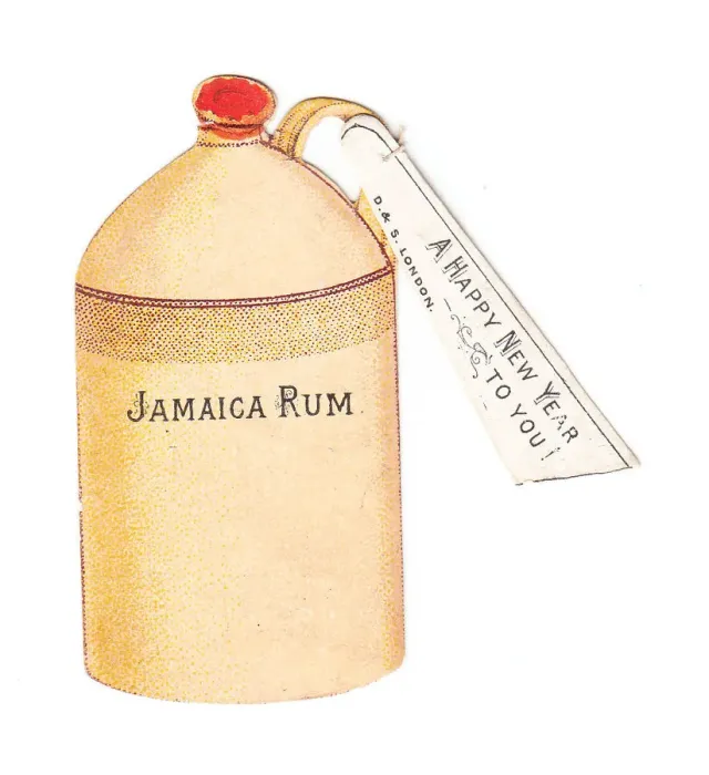 Framed Print : New Year card in the shape of a jug of rum Framed Print : New Year card in the shape of a jug of rum