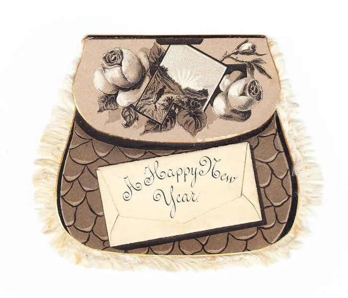 Framed Print : New Year card in the shape of a purse Framed Print : New Year card in the shape of a purse