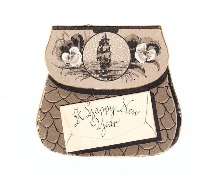 Framed Print : New Year card in the shape of a purse Framed Print : New Year card in the shape of a purse