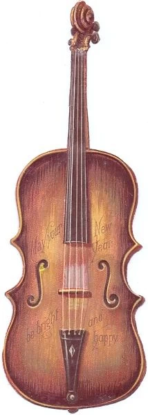 New Year card in the shape of a violin