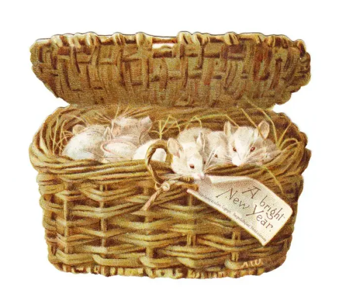 Framed Print : New Year card in the shape of a wickerwork basket Framed Print : New Year card in the shape of a wickerwork basket