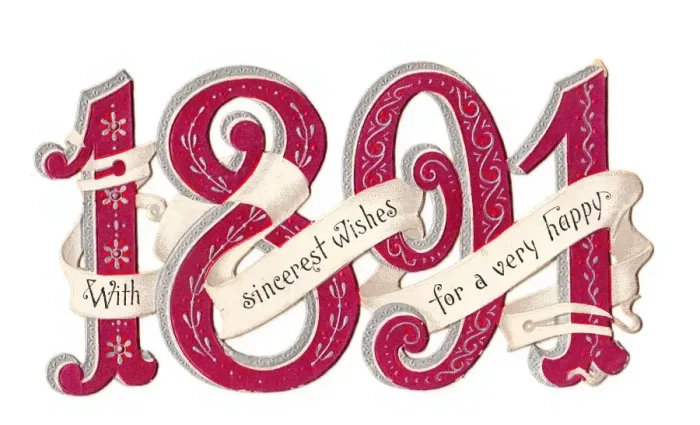 Framed Print : New Year card with the year 1891 in cutout form Framed Print : New Year card with the year 1891 in cutout form