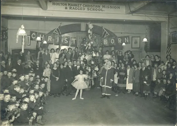Framed Print : New Year party at the Hoxton Market Christian Mission and Ragged School in January 1924 Framed Print : New Year party at the Hoxton Market Christian Mission and Ragged School in January 1924