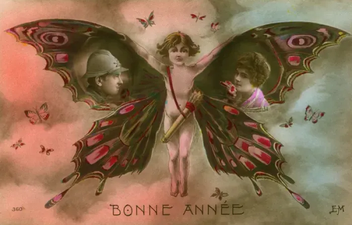 Framed Print : New Years Greetings card - WW1 - France