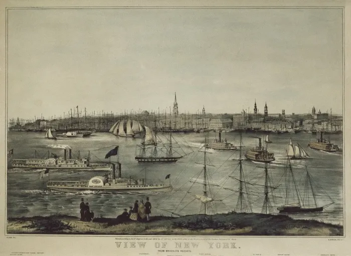 Framed Print : New York (19th c. ). View from Brooklyn. Engraving Framed Print : New York (19th c. ). View from Brooklyn. Engraving