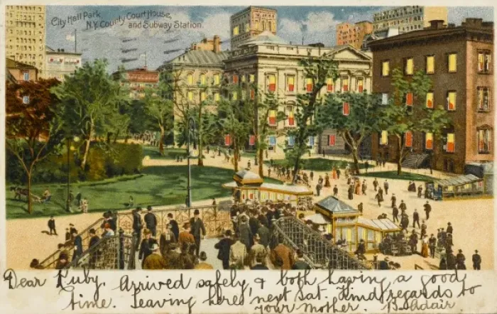 Framed Print : New York. City Hall Park, County Courthouse and Subway Station, New York, America Framed Print : New York. City Hall Park, County Courthouse and Subway Station, New York, America