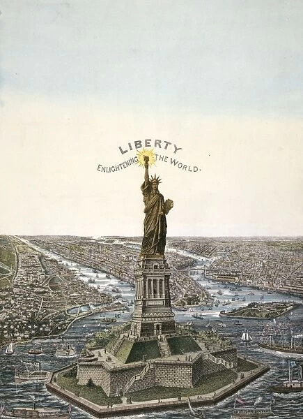 New York. Bartholdi Statue of Liberty, erected on Bedloes I
