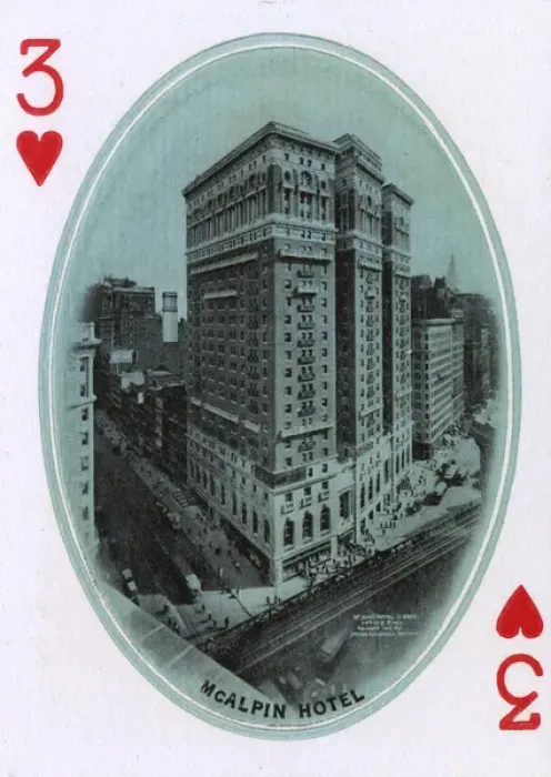 Framed Print : New York City - Playing card - McAlpin Hotel - 3 of Hearts Framed Print : New York City - Playing card - McAlpin Hotel - 3 of Hearts