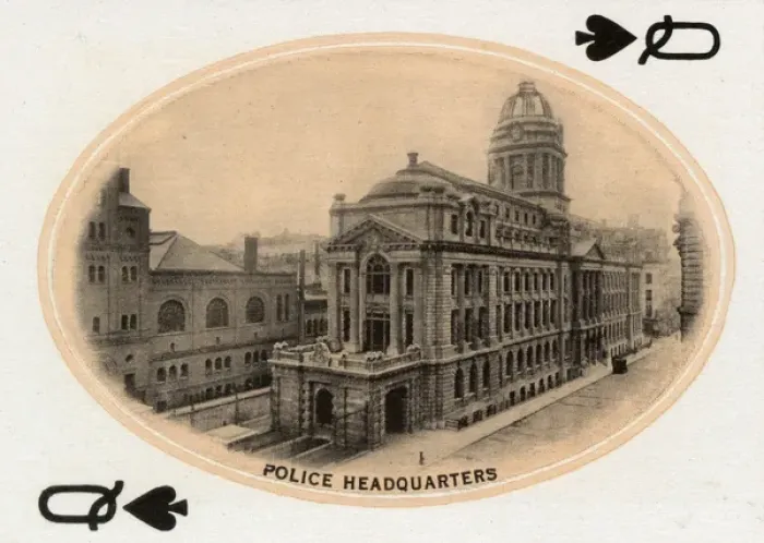 Framed Print : New York City - Playing card - Police HQ - Queen of Spades Framed Print : New York City - Playing card - Police HQ - Queen of Spades