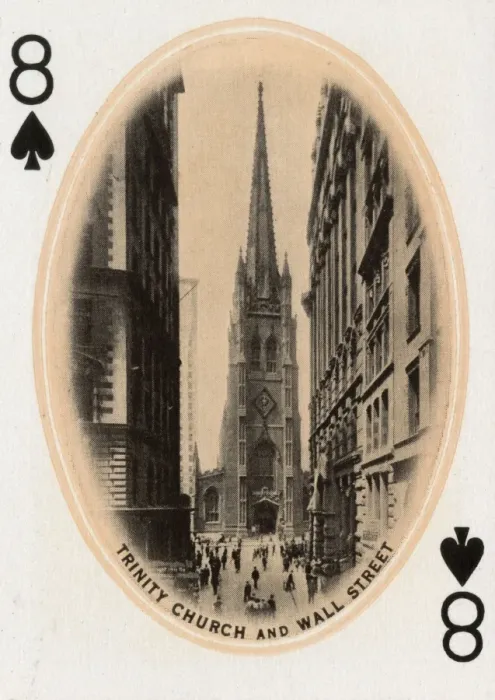 Framed Print : New York City - Playing card - Trinity Church and Wall St Framed Print : New York City - Playing card - Trinity Church and Wall St