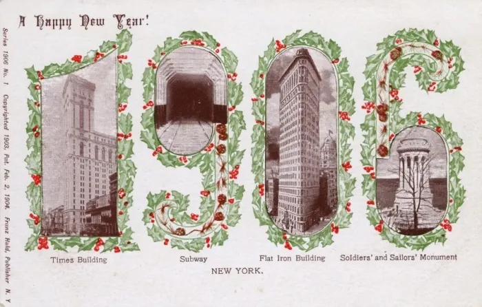 Framed Print : New York City, USA, on a New Year postcard Framed Print : New York City, USA, on a New Year postcard