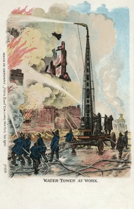 Framed Print : New York - Firefighting - Water Tower at Work Framed Print : New York - Firefighting - Water Tower at Work