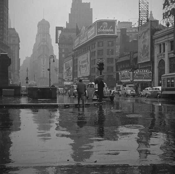 New York, New York. Times Square on a rainy day