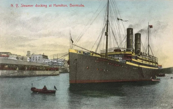 Framed Print : A New York Steamer docking at Hamilton, Bermuda Framed Print : A New York Steamer docking at Hamilton, Bermuda