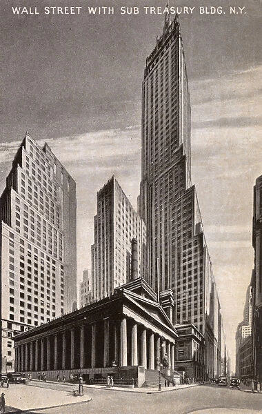 New York, USA - Wall Street with Sub Treasury Building