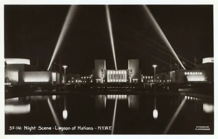Framed Print : New York Worlds Fair - Lagoon of Nations - Night scene Framed Print : New York Worlds Fair - Lagoon of Nations - Night scene