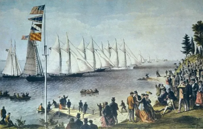 Framed Print : New York Yacht Club regatta. Edition of 1868 Framed Print : New York Yacht Club regatta. Edition of 1868
