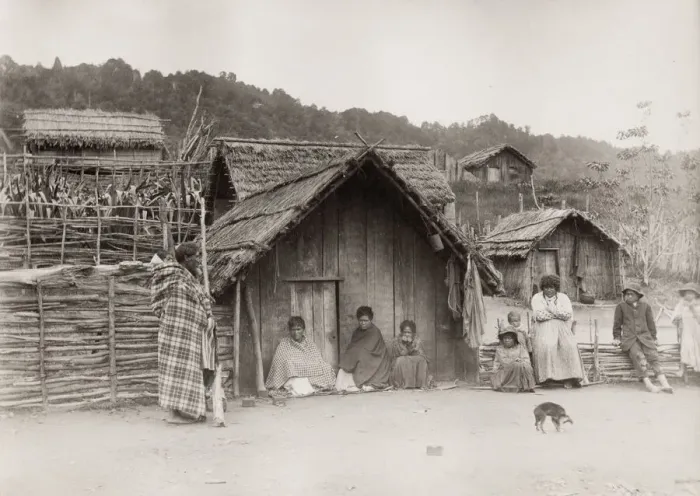 Framed Print : New Zealand - Maori family group at Atene, Whanganui Framed Print : New Zealand - Maori family group at Atene, Whanganui