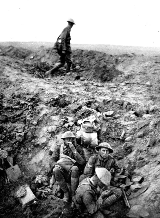 Framed Print : New Zealand soldiers resting in shell-hole Framed Print : New Zealand soldiers resting in shell-hole