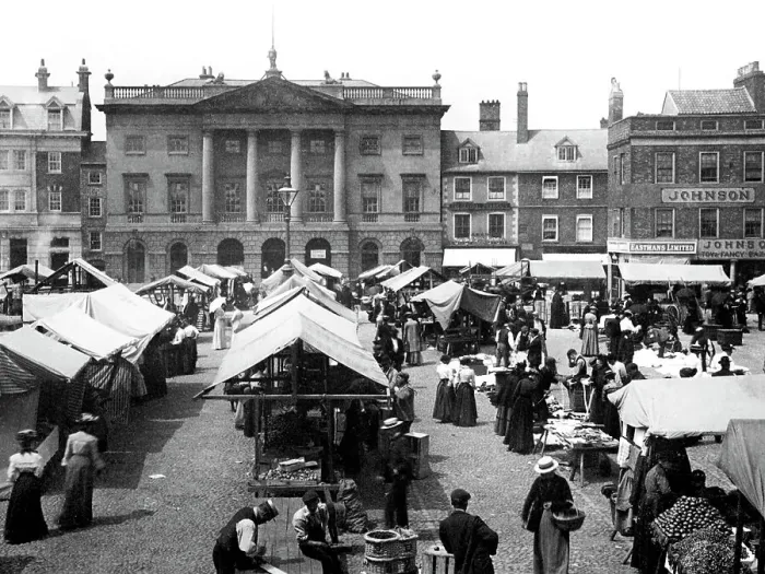 Framed Print : Newark Market Place early 1900s Framed Print : Newark Market Place early 1900s