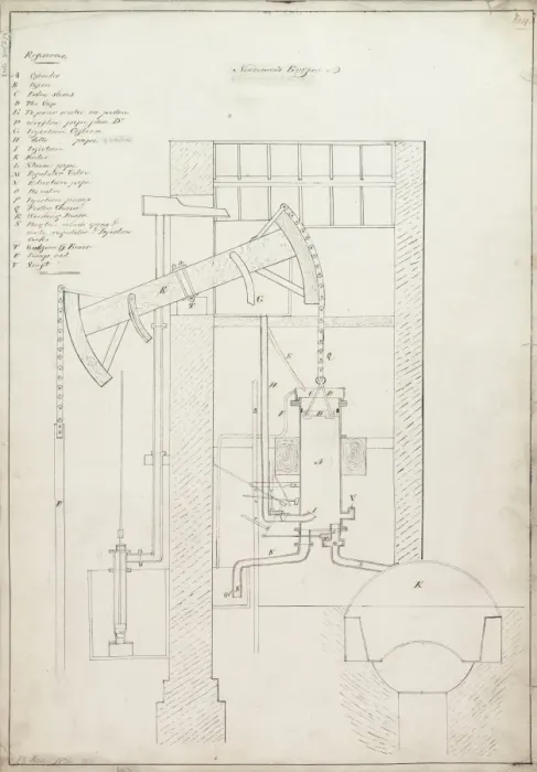 Framed Print : Newcomens engine, drawing no 4 Framed Print : Newcomens engine, drawing no 4
