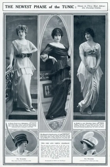 Framed Print : Newest evening tunics 1913 Framed Print : Newest evening tunics 1913