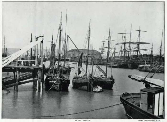 Framed Print : Newhaven, nine miles from Brighton descends the hill to the harbour