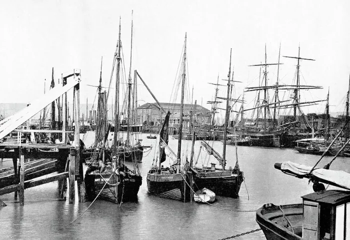 Framed Print : Newhaven Harbour early 1900s Framed Print : Newhaven Harbour early 1900s