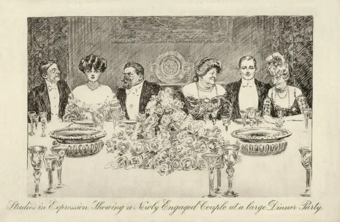 Framed Print : Newly Engaged couple at a large Dinner Party Framed Print : Newly Engaged couple at a large Dinner Party