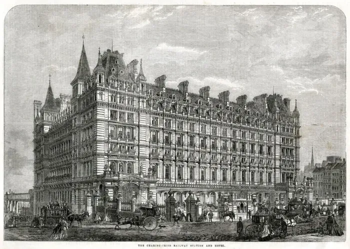 Framed Print : Newly opened Charing Cross Station, London 1864 Framed Print : Newly opened Charing Cross Station, London 1864