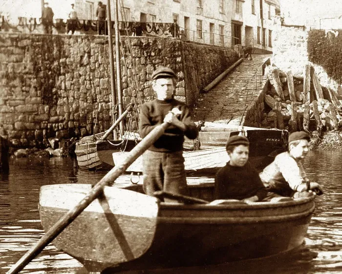 Framed Print : Newlyn Harbour, Cornwall, Victorian period Framed Print : Newlyn Harbour, Cornwall, Victorian period